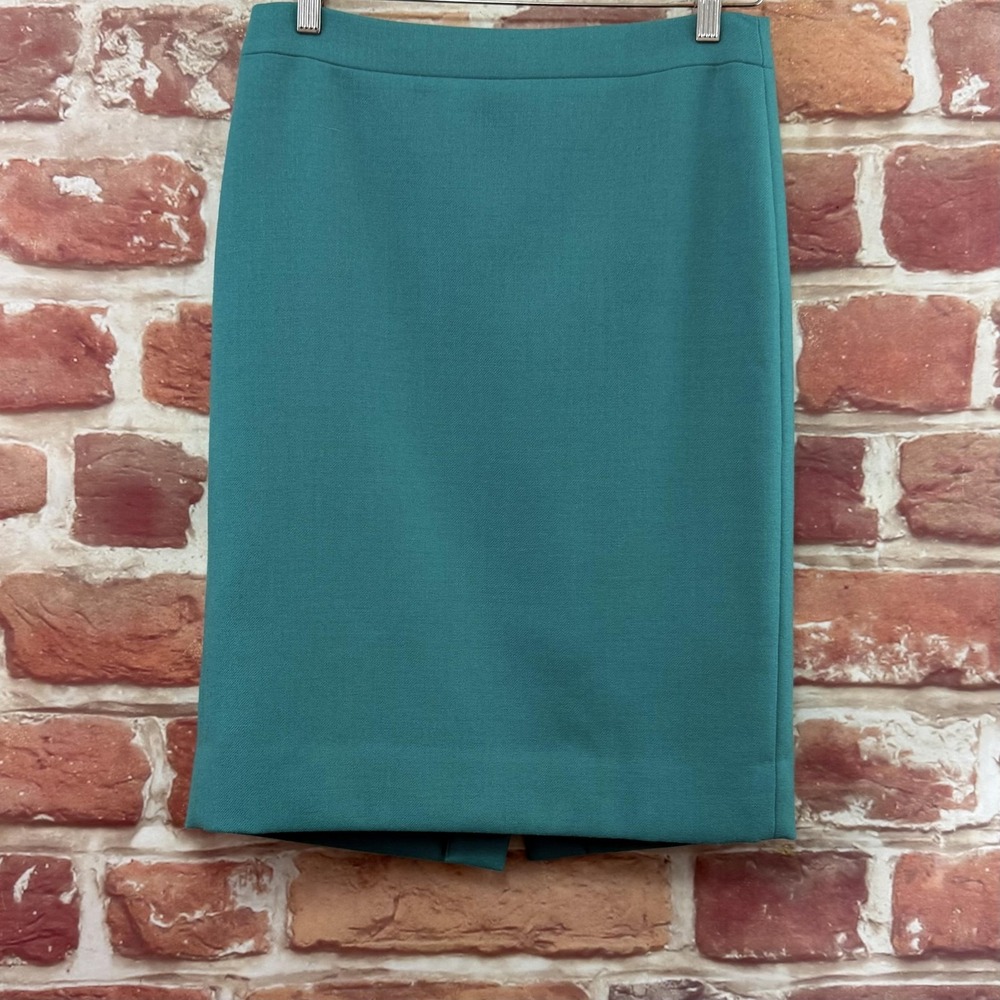 J Crew No 2 Pencil Skirt Women's 4 Turquoise Blue 100% Wool Career Work Office